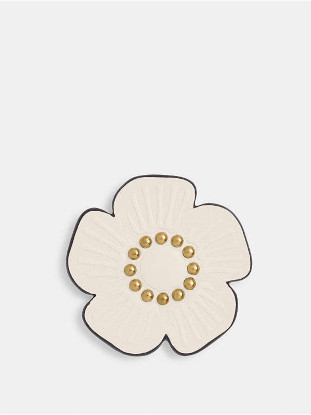 Coach Create Medium Studded Leather Tea Rose Flower with Rivets in Chalk CAH23
